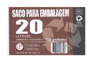 Saco de lixo 20 lts preto c/100 unidades