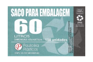 Saco de lixo 60lts c/100 unidades