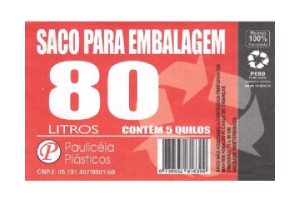 Saco de Lixo 80 lts reforçado preto