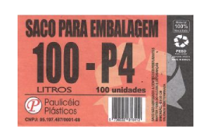 Saco de lixo 100 lts P4 preto c/100 unidades