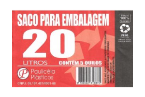 Saco de lixo 20 lts reforçado preto