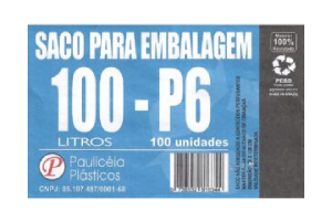 Saco de lixo 100 lts P6 preto c/100