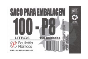 Saco de lixo 100lts P8 preto c/100 unidades