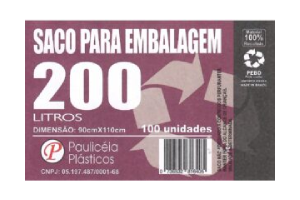 Saco de lixo 200lts preto c/100 unidades