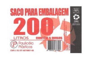 Saco de lixo 200lts reforçado preto - 1,50