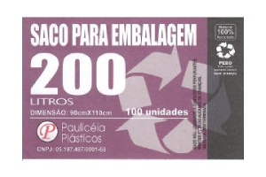 Saco de lixo  200lts c/100 unidades