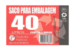 Saco de lixo 40 lts reforçado preto