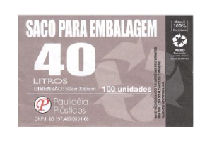 Saco de lixo 40 lts c/100 unidades