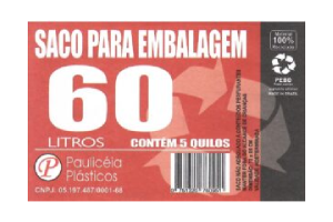 Saco de lixo 60 lts reforçado preto